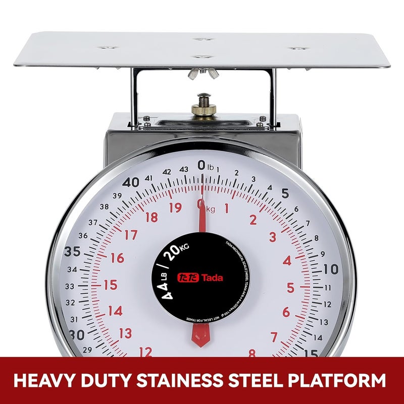 ta da 44 LBS Stainless Steel Mechanical Kitchen Scale Heavy Duty Portion-Control Food Scale Produce Scale with Stainless Steel Platform - Image 3
